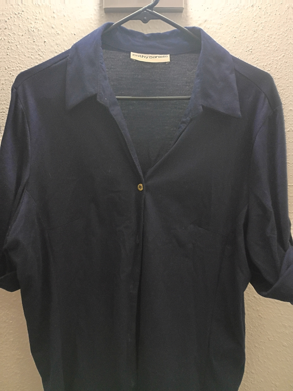 Cathy Daniels Dark Navy Ribbed Knit Top